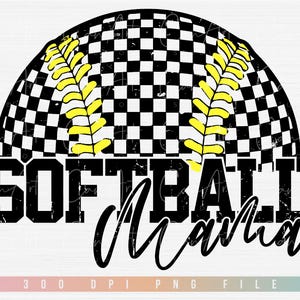 Softball Mama Png, Retro Checkered Softball Png, Sport Mom Png, Game Day Png Sublimation T-Shirt, Mug Designs Digital File Instant Download image 6