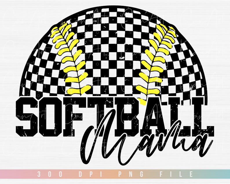 Softball Mama Png, Retro Checkered Softball Png, Sport Mom Png, Game Day Png Sublimation T-Shirt, Mug Designs Digital File Instant Download image 6