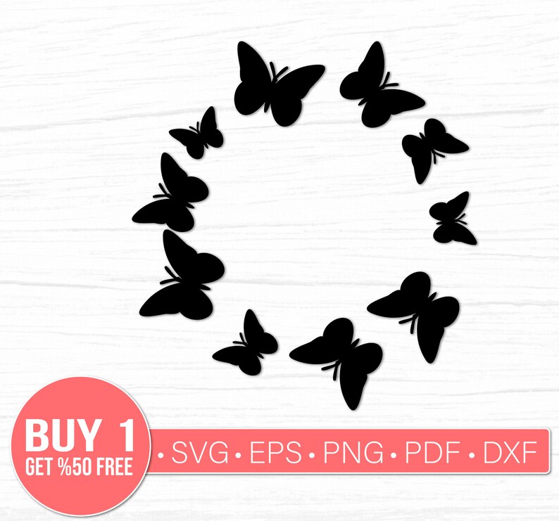 Download Circle Frame Butterfly Silhouette Svg for Cricut Split | Etsy