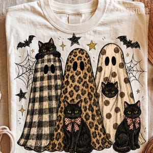 Halloween Ghost Cat PNG, Black Cat Sublimation Digital File image 7