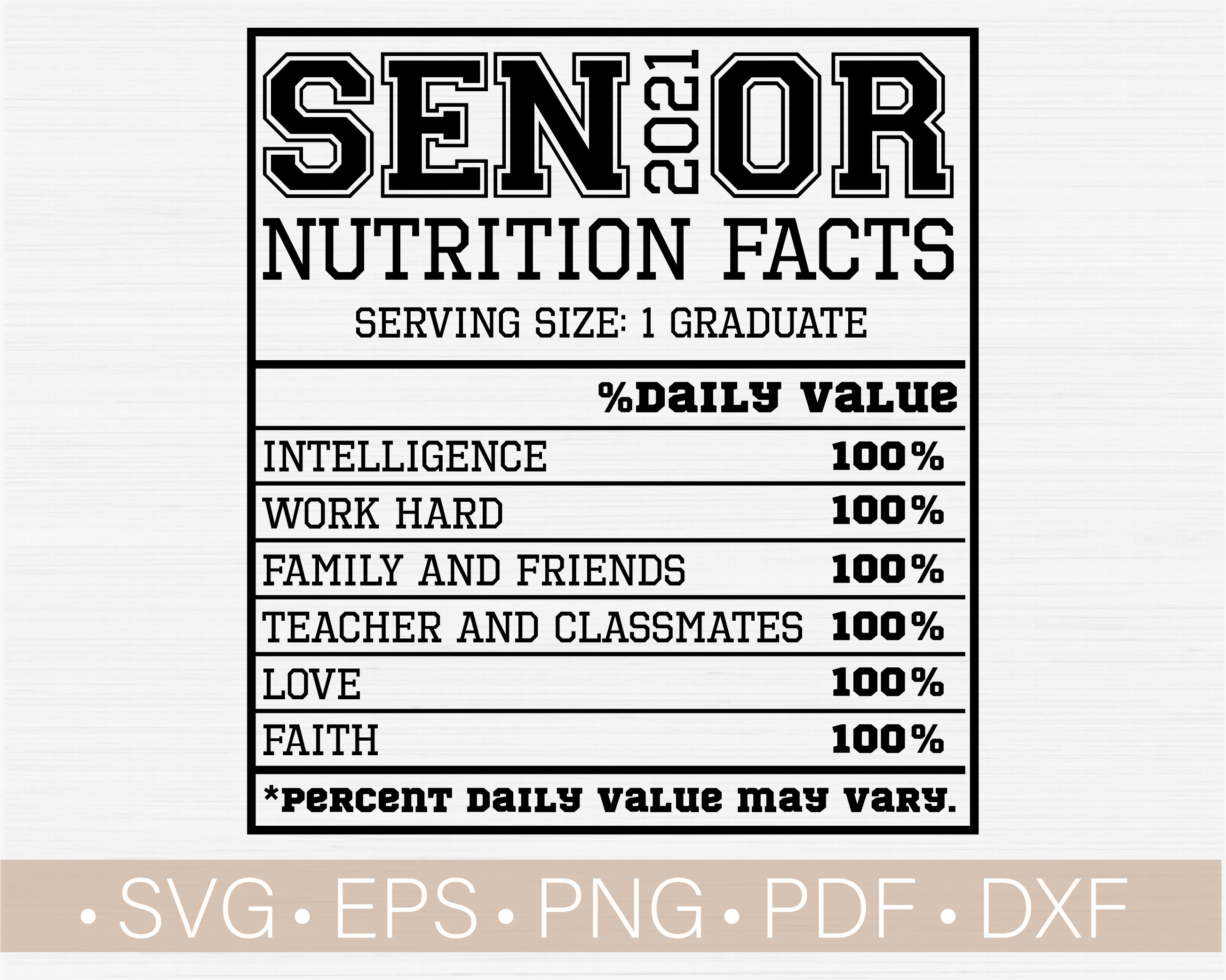 Senior 2021 Nutrition Facts Svg Cut FileGraduate Facts | Etsy