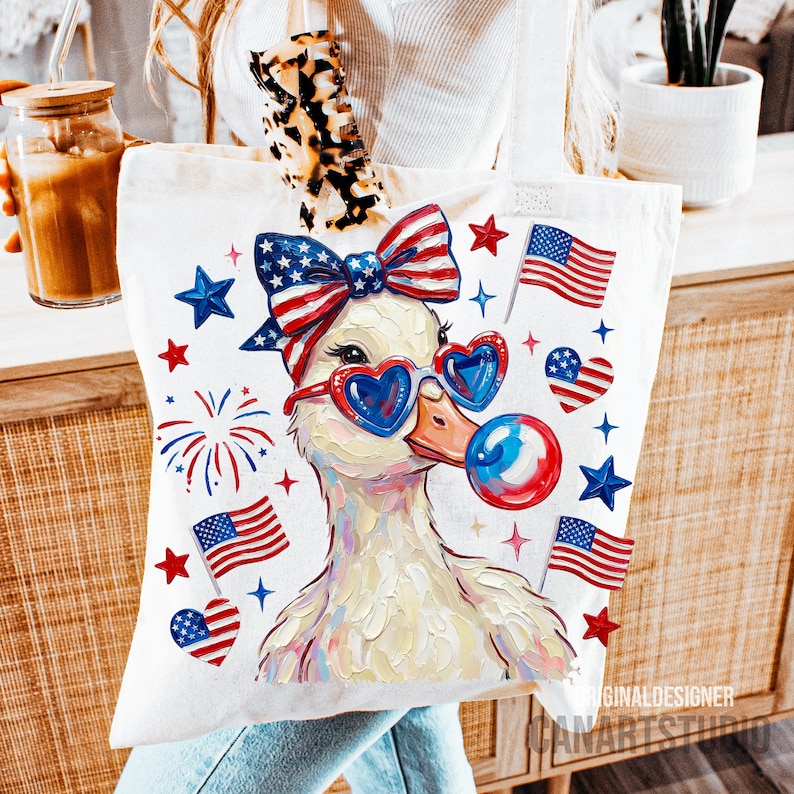 Preppy patriottische gans, png-bestand | Coquette Fourth of July-eendsublimatieontwerp afbeelding 3