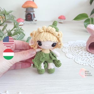 Mini Flower Fairy Crochet Doll Pattern - Eng/Esp/Hun - Dandelion Fairy Amigurumi Doll Pattern
