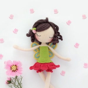 Flower Fairy Crochet Doll Pattern ENG/ESP/PT Fairy Amigurumi Doll Pattern, Poppy Flower Crochet, 14,5 inches 37cm Ballerina Skirt, Tutu image 3