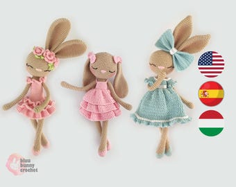 Ballerina Bunny Crochet Pattern: 3-in-1 Amigurumi Rabbit Pattern Pack
