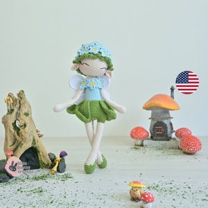 Flower Fairy Doll häkeln Muster, MEDIUM Size, ENG, Fairy Amigurumi Doll Pattern