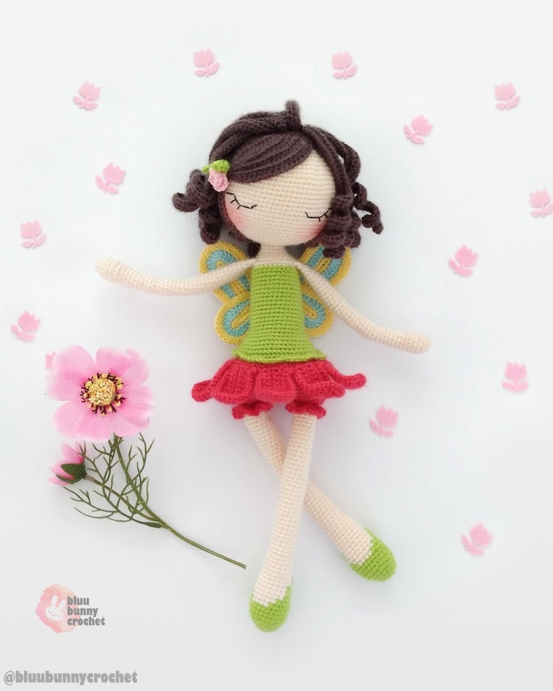 Flower Fairy Crochet Doll Pattern ENG/ESP/PT Fairy Amigurumi Doll Pattern, Poppy Flower Crochet, 14,5 inches 37cm Ballerina Skirt, Tutu image 3