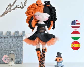 Vampire Bat Girl Crochet Doll Pattern Eng/Hun/ESP
