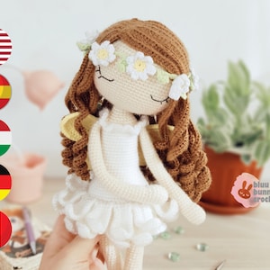 Ballerina Fairy Doll Häkelanleitung -Fee/Amigurumi Häkelanleitung, 37cm, Flower Fairy Doll Häkelanleitung