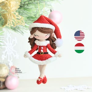 Minivirkad julgranskulor med amigurumi-mönster: Julgranskulor med hjälp av jultomten (ungar/engelska)