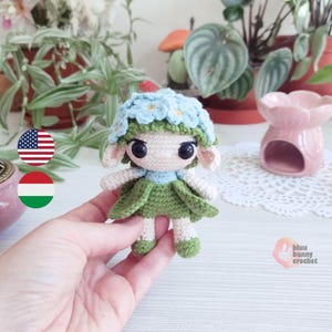 Mini Flower Fairy Crochet Doll Pattern - Eng/Hun - Forget me not Fairy Amigurumi Doll Pattern