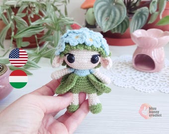 Mini Flower Fairy Crochet Doll Pattern: Forget Me Not Amigurumi (Eng/Hun) (PDF Pattern