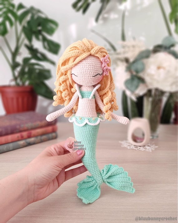 Mermaid Crochet Doll Pattern PACK 3in1, MEDIUM Size-eng/esp