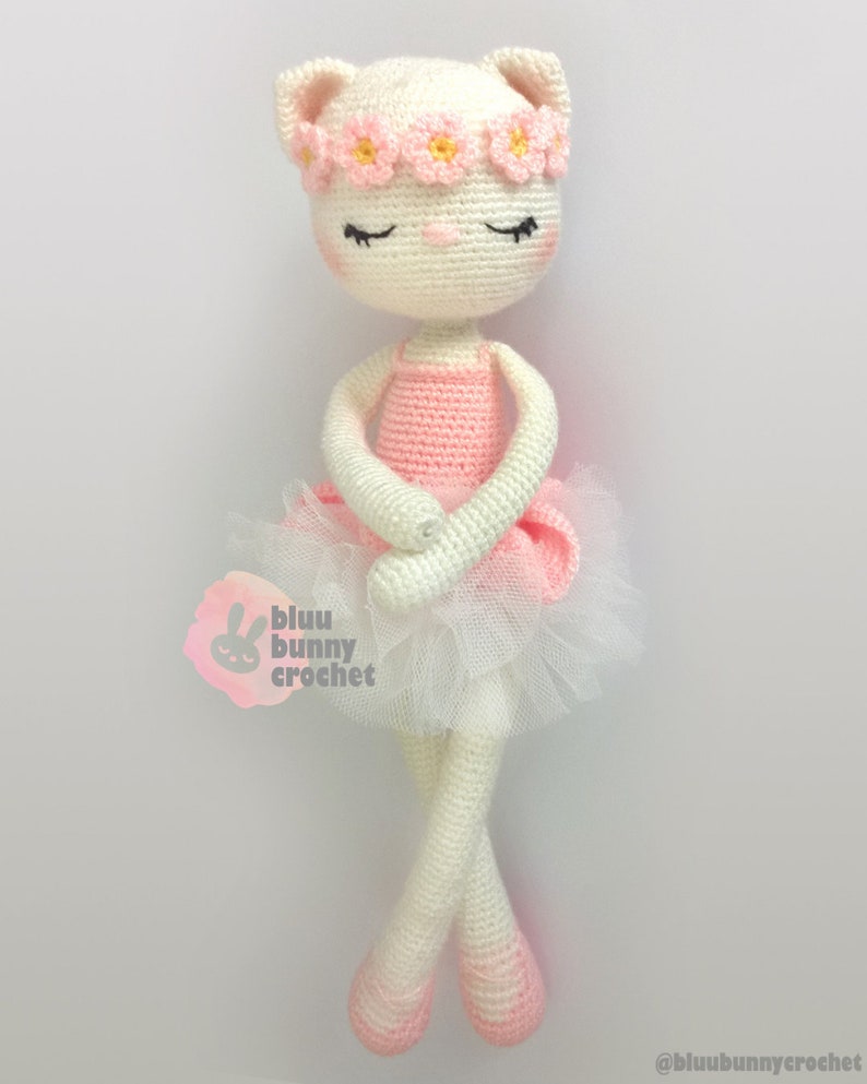 Ballerina Crochet Doll Pattern Pack, 3in1 14,5 inches 37cm Doll Amigurumi Doll Pattern, Bunny, Cat, Unicorn image 5