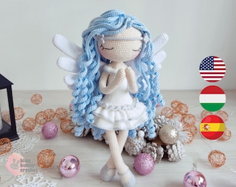 Angel Crochet Doll Pattern, Ballerina - HUN/Eng/Esp Angel Amigurumi Doll Pattern, Anjo Fairy Crochet Doll Pattern