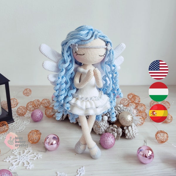 Angel Crochet Doll Pattern, Ballerina - HUN/Eng/Esp Angel Amigurumi Doll Pattern, Anjo Fairy Crochet Doll Pattern