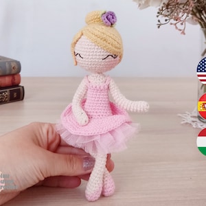 Small Crochet Ballerina Doll Pattern ENG/HUN/ESP 13cm/5inches Amigurumi Ballerina doll Pattern, Ballerina with tutu