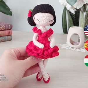 Mini Carmen Ballerina Crochet Pattern: 5-Inch Amigurumi Doll (ENG/HUN/ESP)