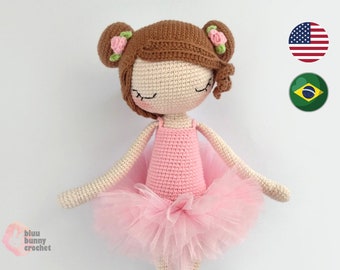 Ballerina Crochet Doll Pattern - ENG - PT - 14,5 inches - 37cm Amigurumi Ballerina Doll Pattern, Ballerina Skirt, Tutu Diy