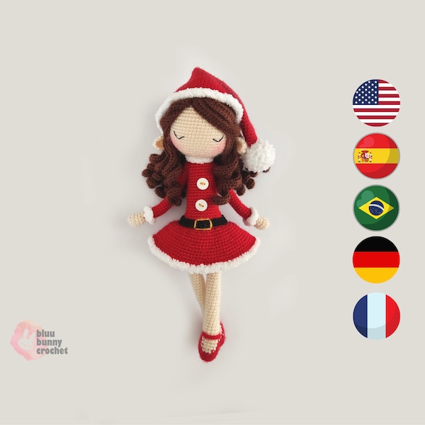 Patrón de muñeco elfo a crochet: Mama Noel Amigurumi con gorro de Papá Noel Tutorial