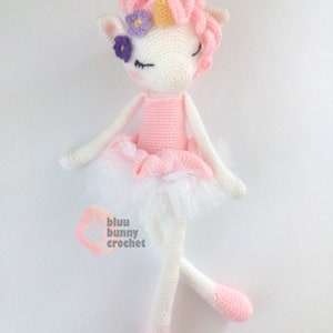 Ballerina Crochet Doll Pattern Pack, 3in1 14,5 inches 37cm Doll Amigurumi Doll Pattern, Bunny, Cat, Unicorn image 3