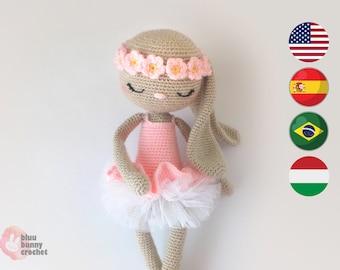 Crochet Ballerina Bunny Doll Pattern: Amigurumi Rabbit with Tutu (PDF Pattern)