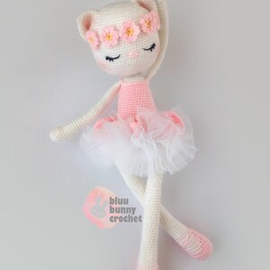 Ballerina Crochet Doll Pattern Pack, 3in1 14,5 inches 37cm Doll Amigurumi Doll Pattern, Bunny, Cat, Unicorn image 4