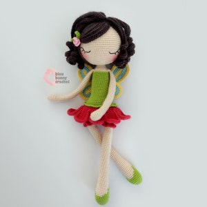 Flower Fairy Crochet Doll Pattern ENG/ESP/PT Fairy Amigurumi Doll Pattern, Poppy Flower Crochet, 14,5 inches 37cm Ballerina Skirt, Tutu image 6