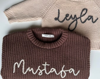 Personalised baby custom name knitted jumper