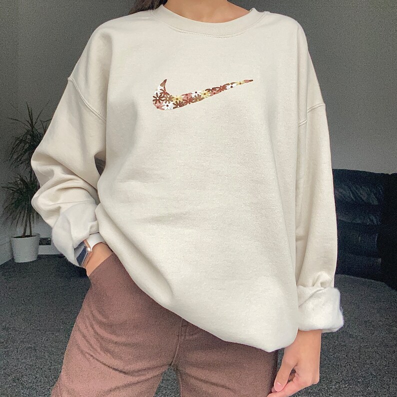 Floral Hand Embroidered Sweatshirt Etsy