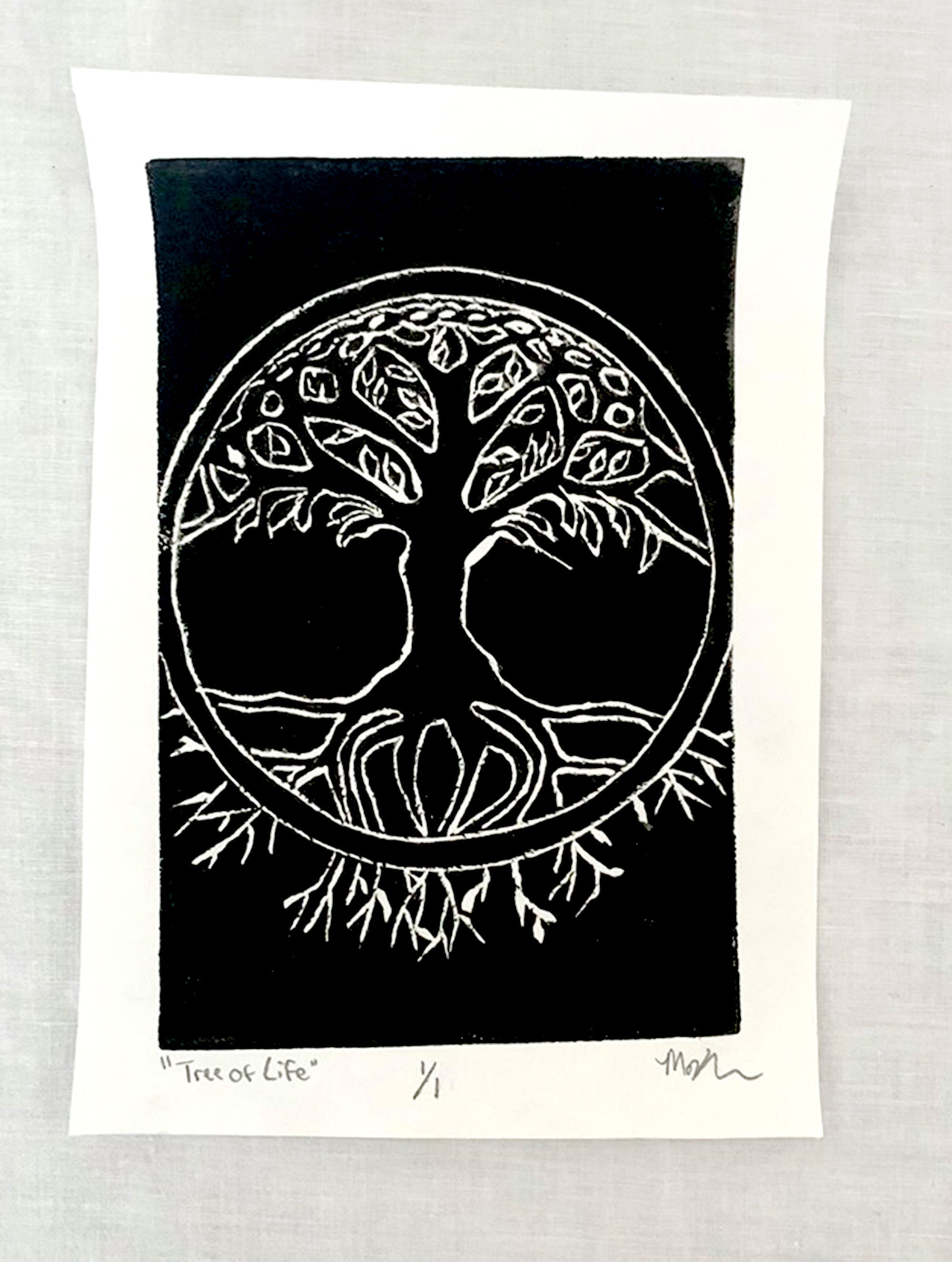 Tree of Life Print Tree of Life Linocut Etching Original Etsy