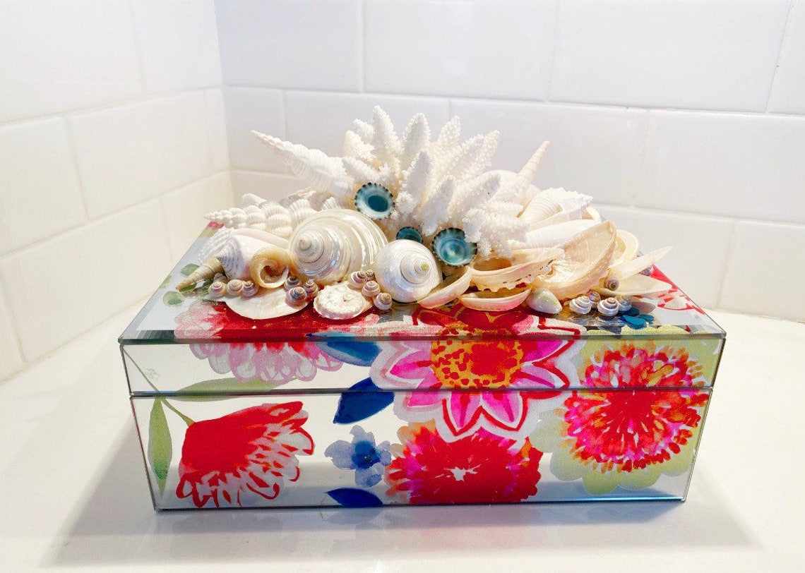 Custom Seashell Jewelry Box Seashell Art Decorative Box Etsy