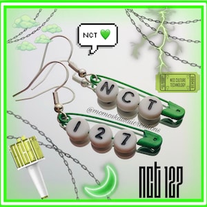 NCT 127 Kpop グリーン 安全ピン イヤリング
