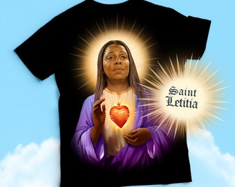 Saint Letitia James Devotional Prayer Shirt, Patron Saint Letitia James, Parody, Devotional, Novelty, Funny Celebrity Devotional Humor Tee