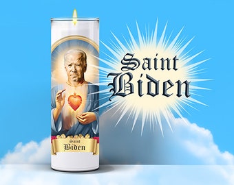 Saint Joe Biden Prayer Candle Sticker, Parody, Devotional, Novelty, Political, Democrat, Liberal, Joe Biden 2024 Funny Gift Sticker