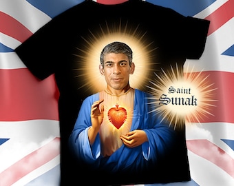 Saint Rishi Sunak Prayer T-shirt, Divine UK Prime Minister Political Prayer T-shirt