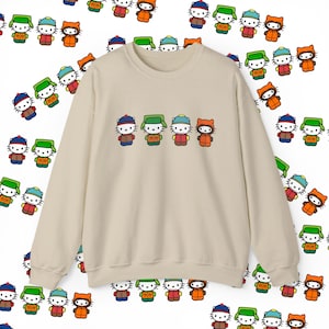 Hello SP Boys Unisex Crewneck Sweatshirt, Animation Sweatshirt, Gift for Friends, Casual Wear, Stan, Kyle, Cartman, Kenny