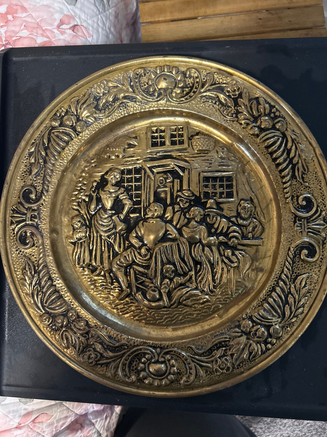 1950s Brass Wall Decor English Pub Scene Etsy