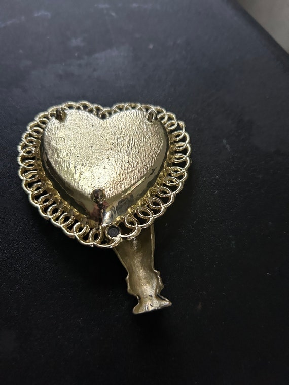 Retro 1950’s trinket / ring holder heart shaped g… - image 5