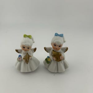 Vintage pair of NAPCO musical bisque angels