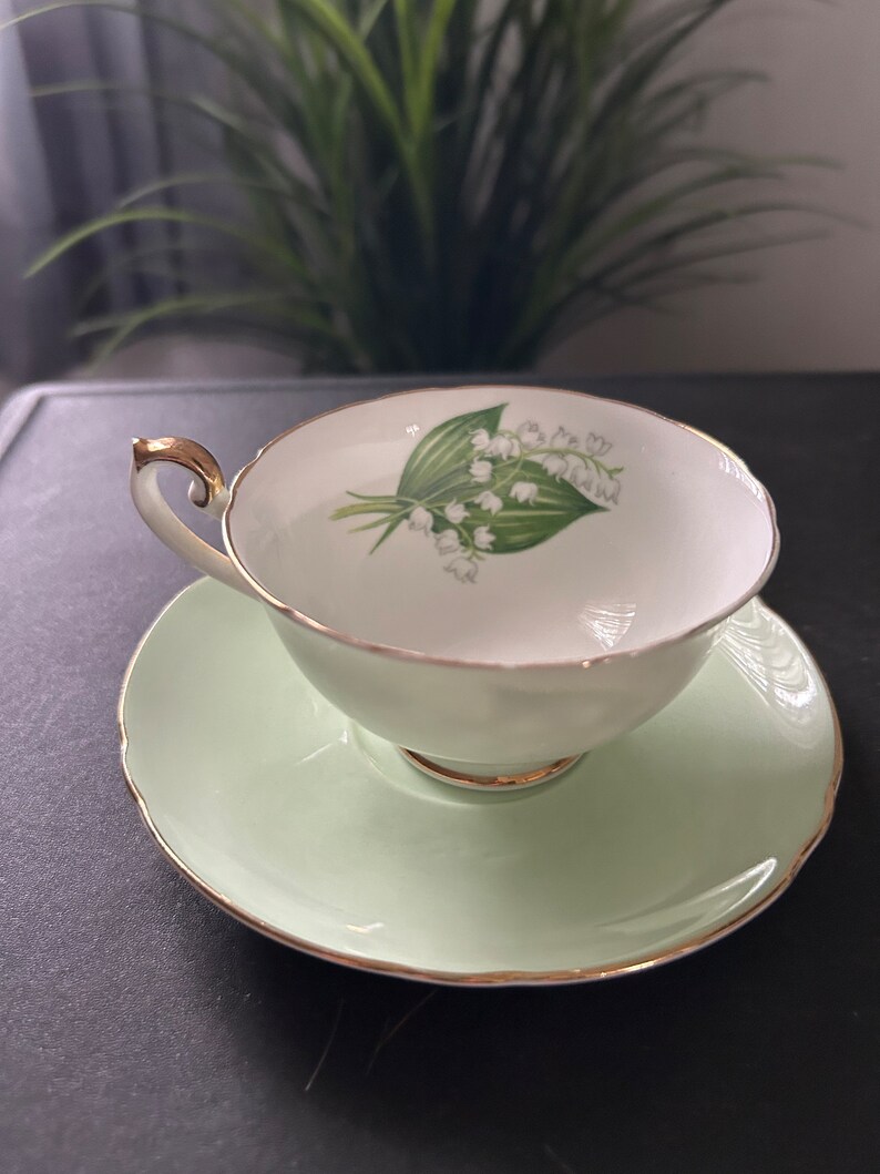 Vintage Shelley Oleander Tea Cup and Saucer Set Lilly of the Valley