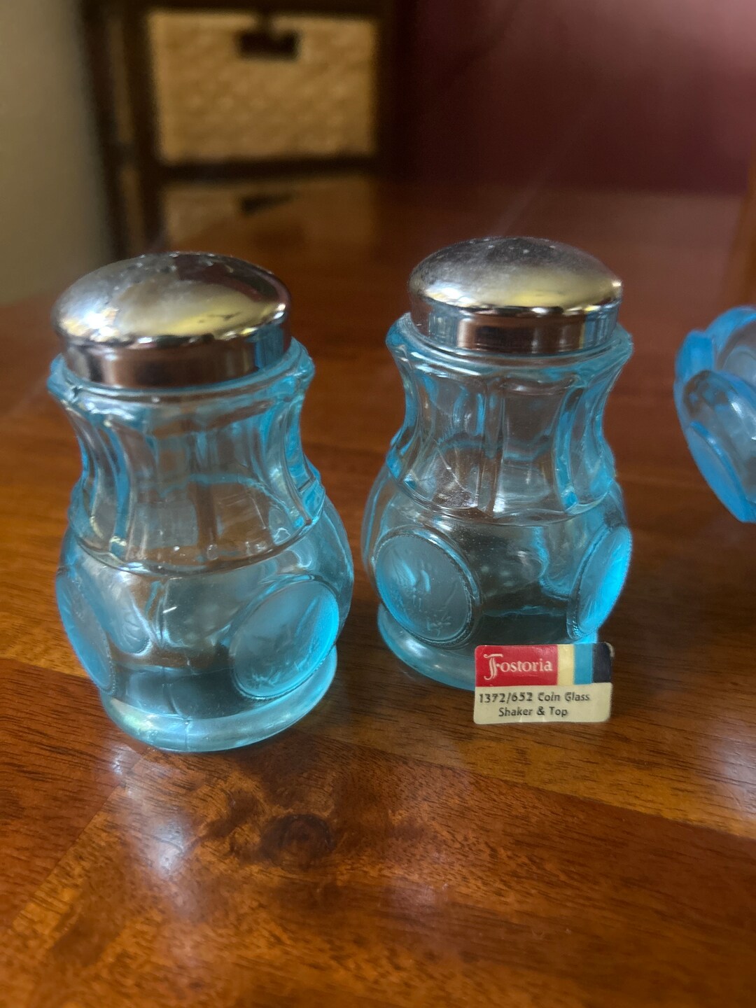 Fostoria Blue Eagle and Torch Design Salt and Pepper Shakers Etsy