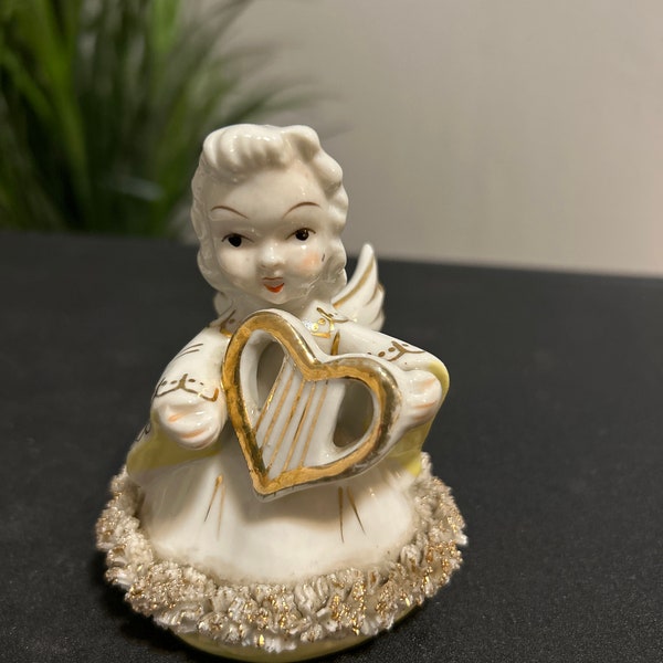 Vintage Blume Porcelain Angel Playing Harp Figurine