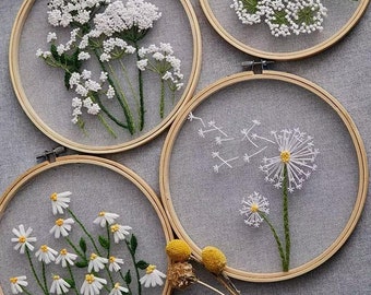 Plant Transparent Embroidery Kit For Beginner, hand Embroidery Kit, Modern Embroidery Full Kit, Needlepoint kit, kits DIY embroidery set