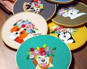 Embroidery Kit For Beginner floral | Beginner Embroidery Kit, cross stitch| Flowers Embroidery Full Kit with Needlepoint Hoop| DIY Craft Kit