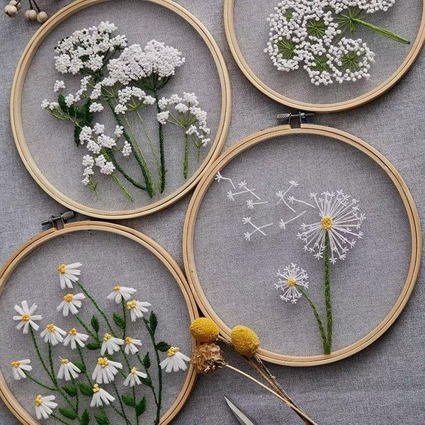 Plant Transparent Embroidery Kit For Beginner, hand Embroidery Kit, Modern Embroidery Full Kit, Needlepoint kit, kits DIY embroidery set