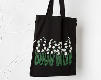 Kit de bordado Bolsa de mano de lona para principiantes, Kit de bordado a mano de plantas florales modernas, Bolsa de bordado DIY, Punto de aguja, Kits Conjunto de bordado DIY