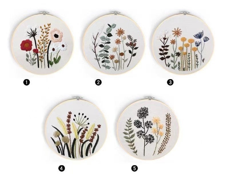 Easy Embroidery Kit Beginner, Modern floral Plant hand Embroidery Kit, Needlepoint Kit, DIY Craft Kit, Crewel embroidery, DIY embroidery set image 5