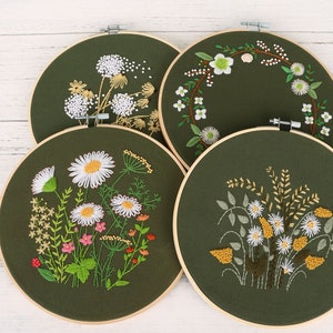 Kit di ricamo per principianti floreale / Kit di ricamo per principianti, punto croce / Kit completo di ricamo a margherita con telaio per ricamo a punto croce / Kit fai da te