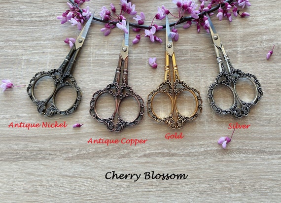 Vintage Flower Embroidery Scissors - Stainless Steel Small Craft Scissors, Copper Handle, Perfect For Sewing & DIY